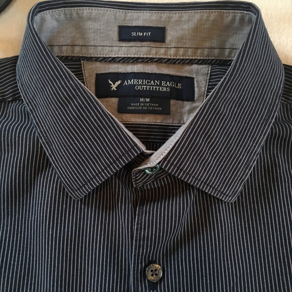 American Eagle Slim Fit Button Down Long Sleeve Blue Shirt. Sz: Medium - Picture 4 of 9